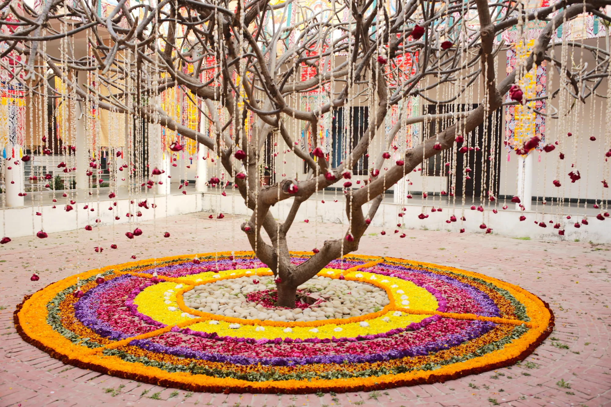 Flower mandala at the Bodhi Tree