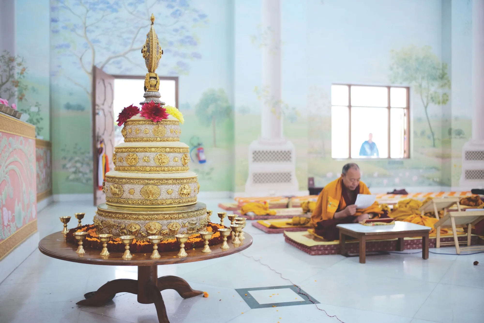 Temple interior with offerings